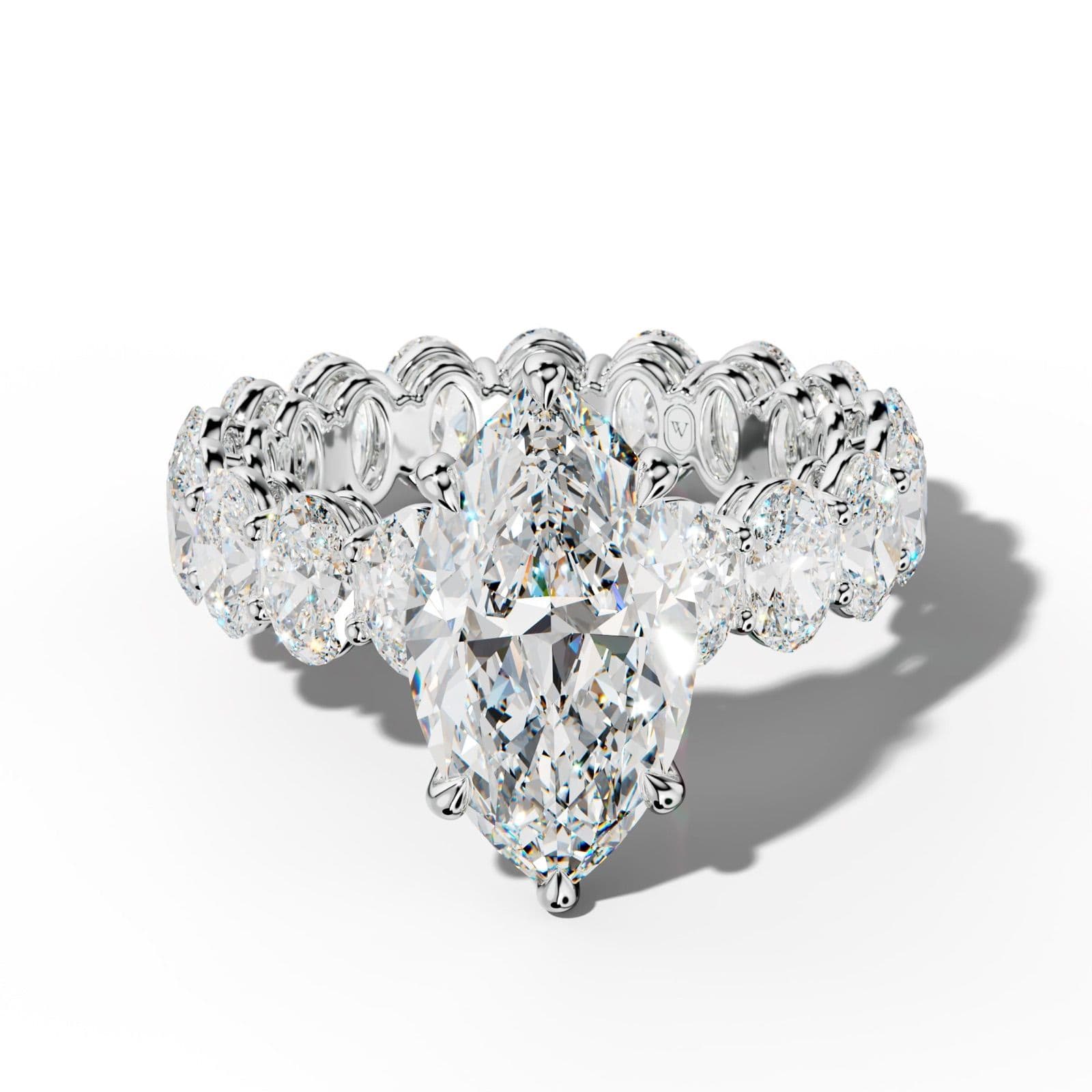 Amoura Marquise Diamond Engagement Ring With Oval Side Stones
