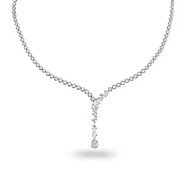 5.50 ct. Pear Shape Diamond Cluster-Tennis Necklace