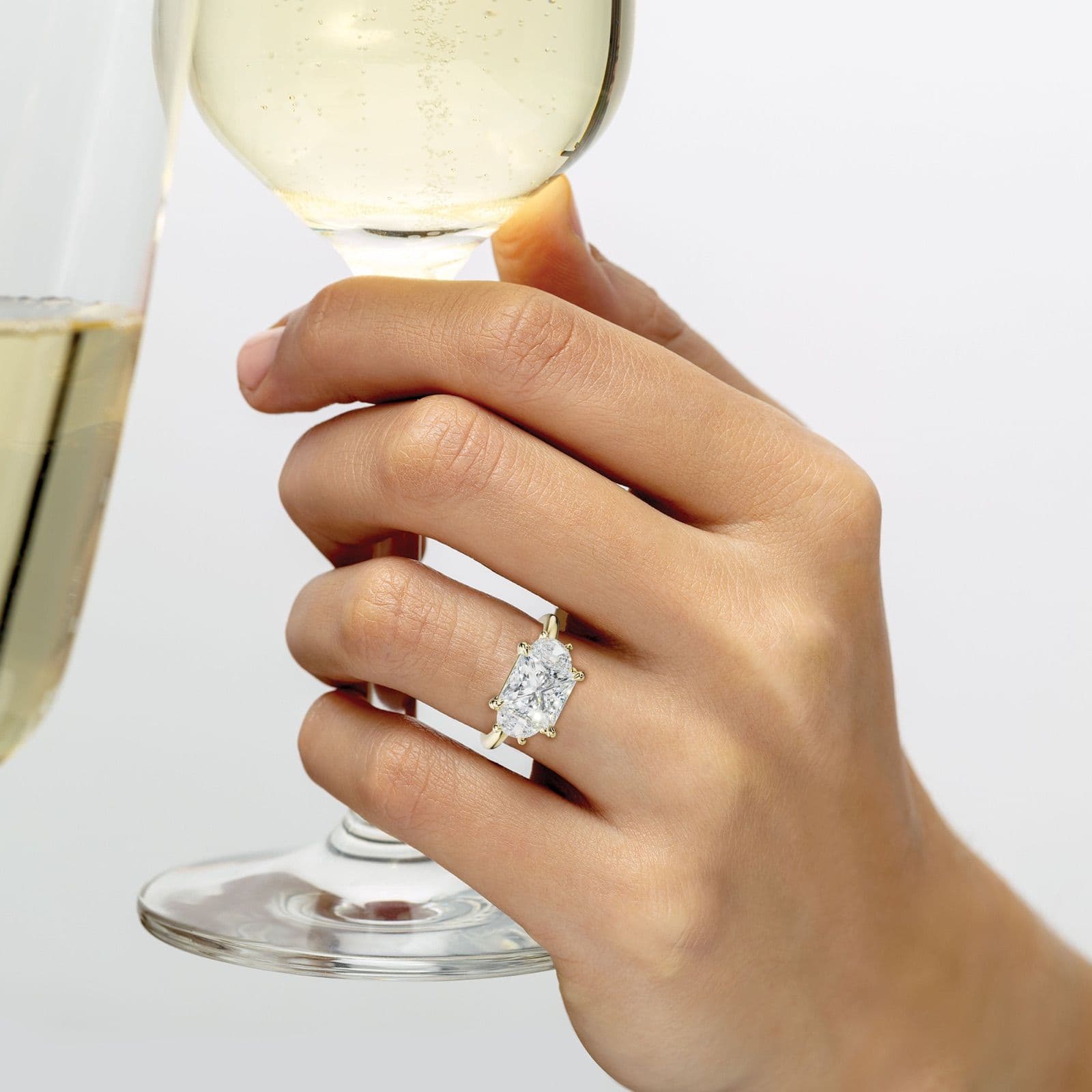 Itzel Princess Cut Half Moon Side Diamond Engagement Ring