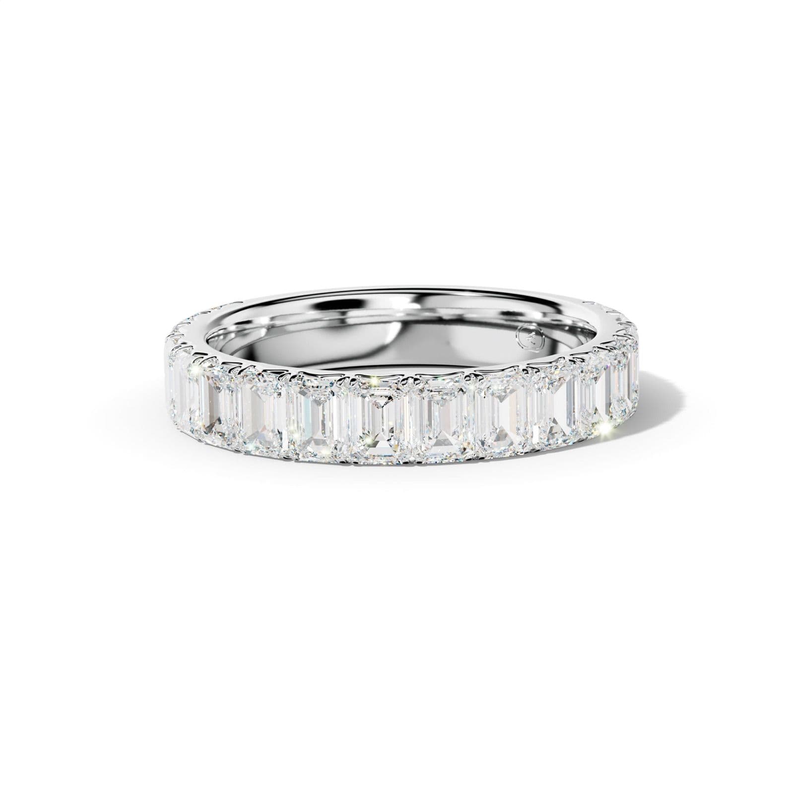 3.0 Carat Emerald Cut Diamond French Pave 3/4 Anniversary Band