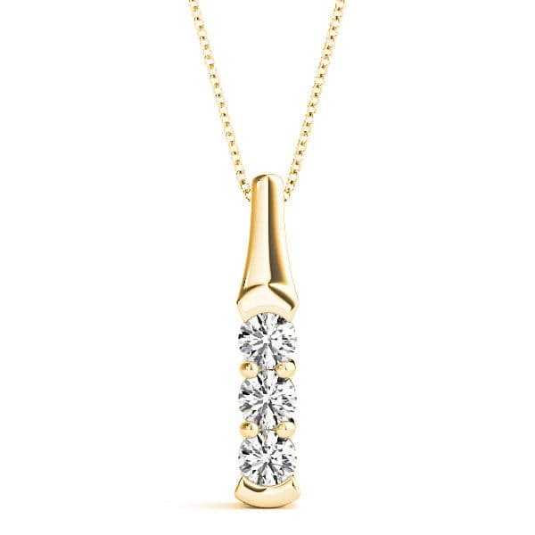1.00 ctw Diamond Three Stone Necklace Pendant-VIRABYANI