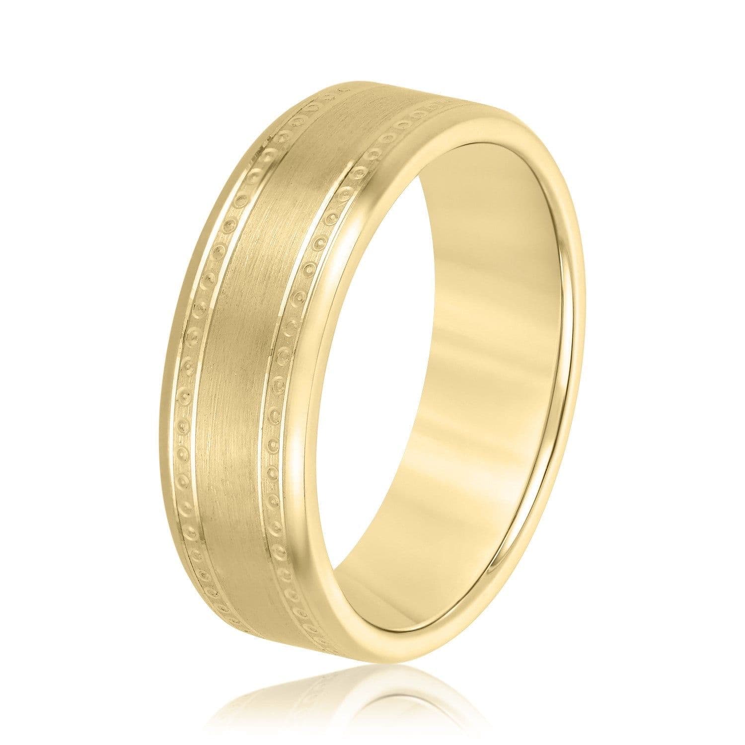 Men's Center Brushed Double Grooved Comfort-fit Wedding Band