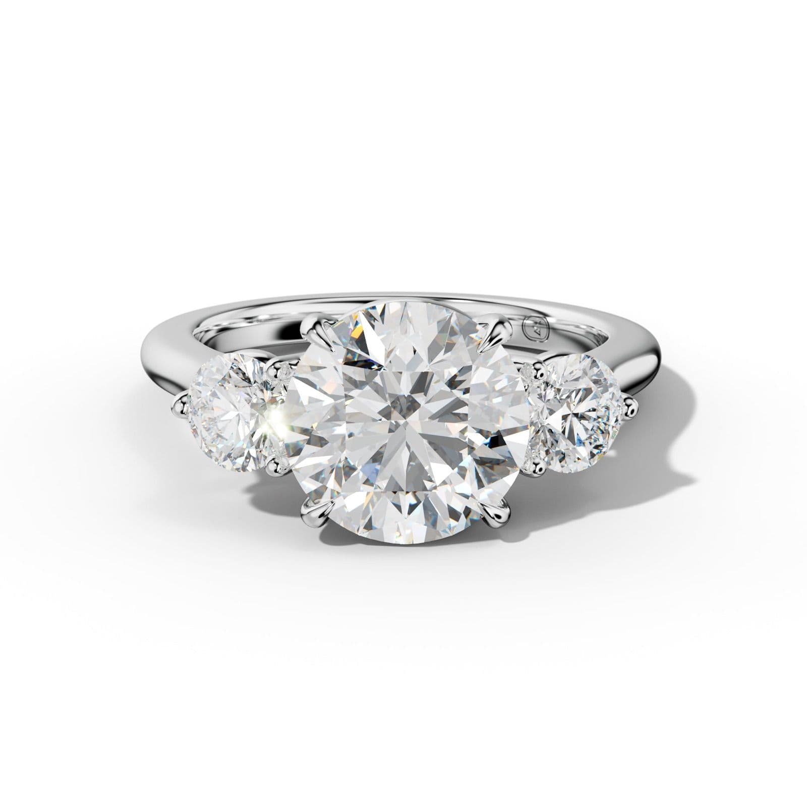 Elsa Round Center Round Side Diamond Engagement Ring