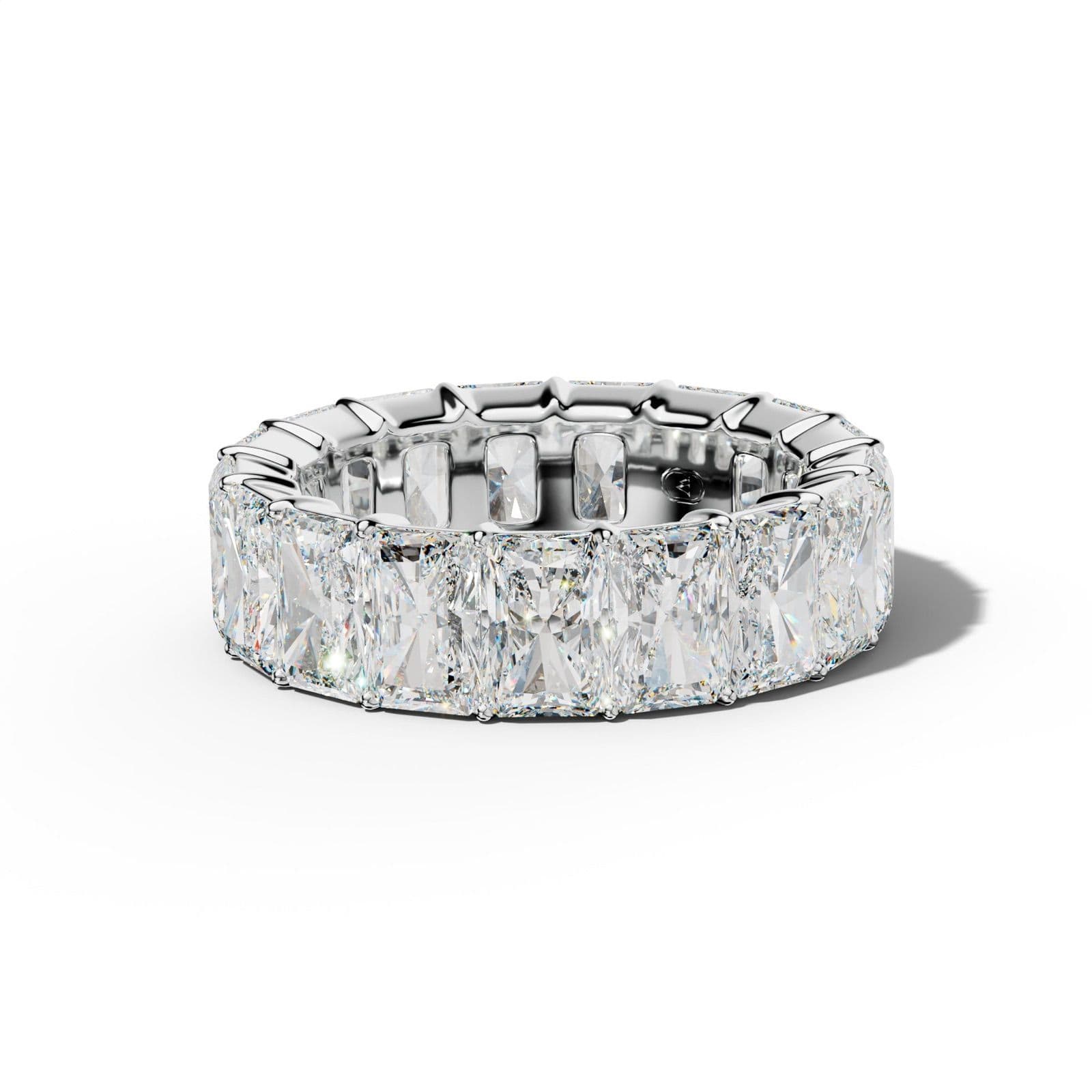 11.0 Carat Radiant Diamond Eternity Band Shared Prong Low-Set Design