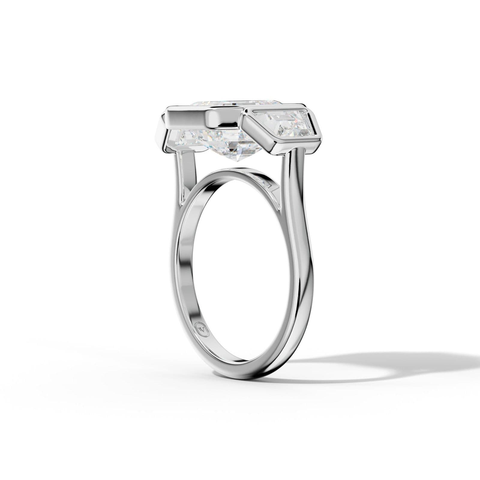 Cleo Asscher Center With Trapezoid Side Diamond Engagement Ring