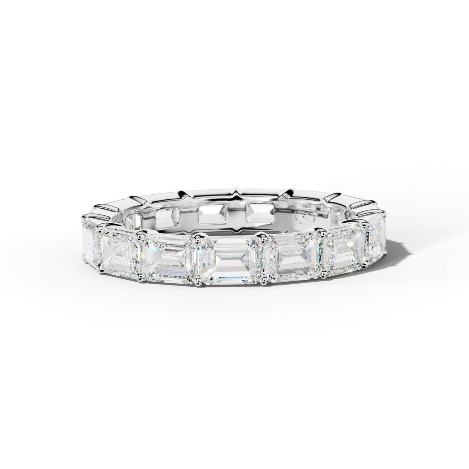 4.0 Carat East West Emerald Cut Diamond Eternity Band Shared Prong Low-Set Design