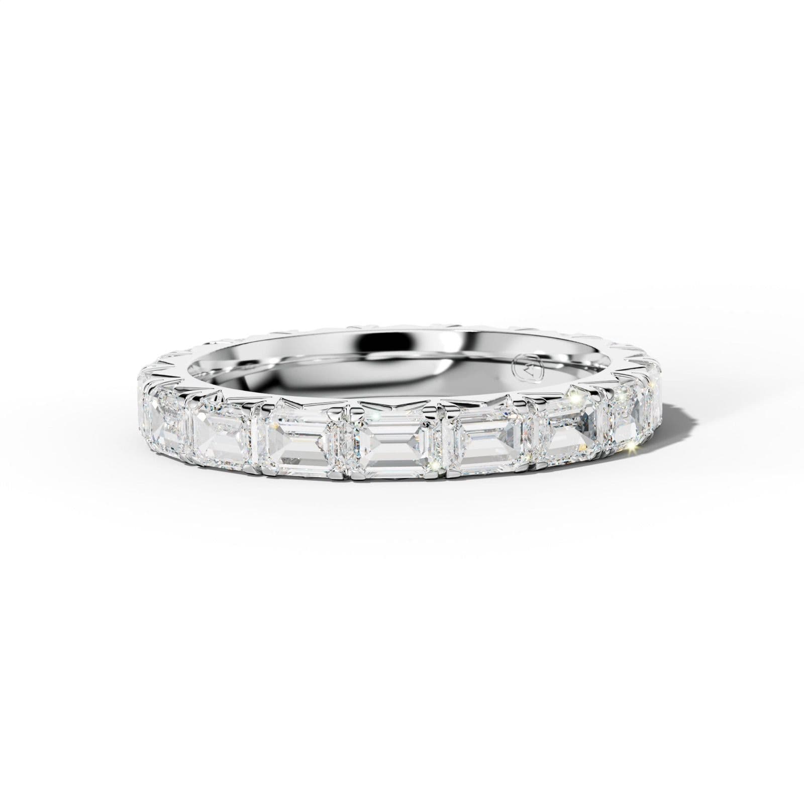 4.0 Carat East West Emerald Cut Diamond French Pave Eternity Band