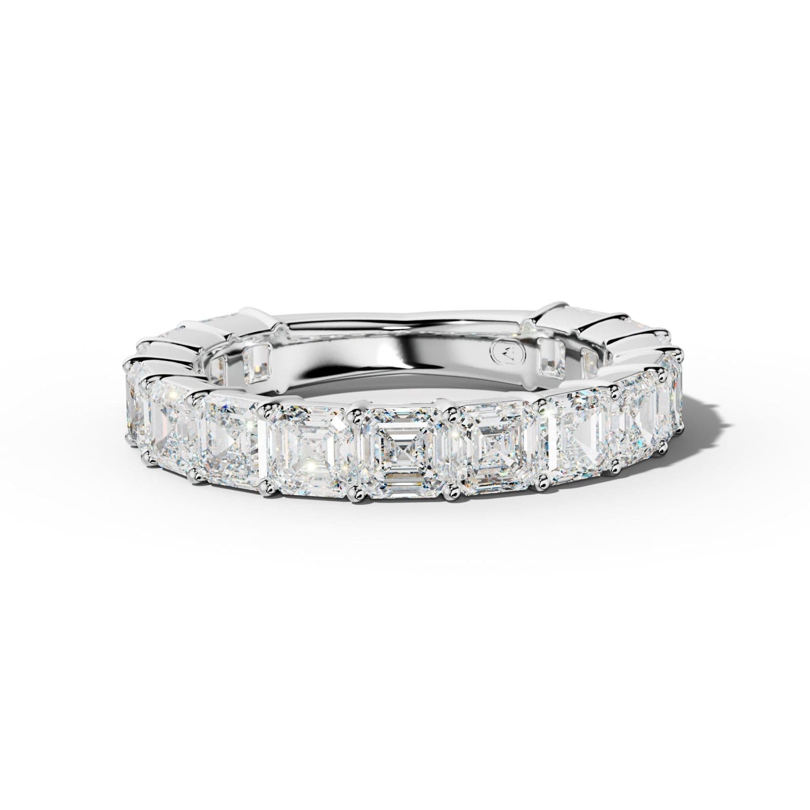 4.0 Carat Asscher Diamond 3/4 Anniversary Band Shared Prong Low-Set Design