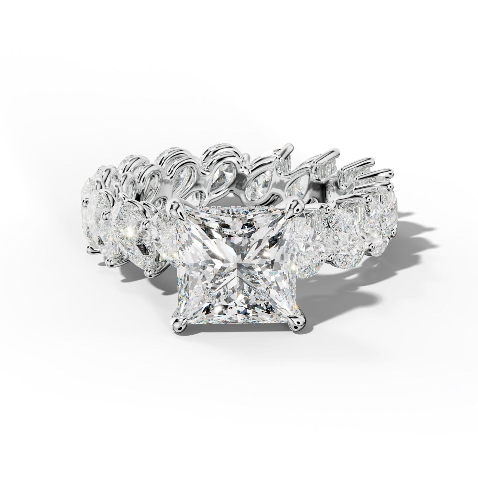 Quinn Princess Cut Engagement Ring With Slanted Pear Side Stones