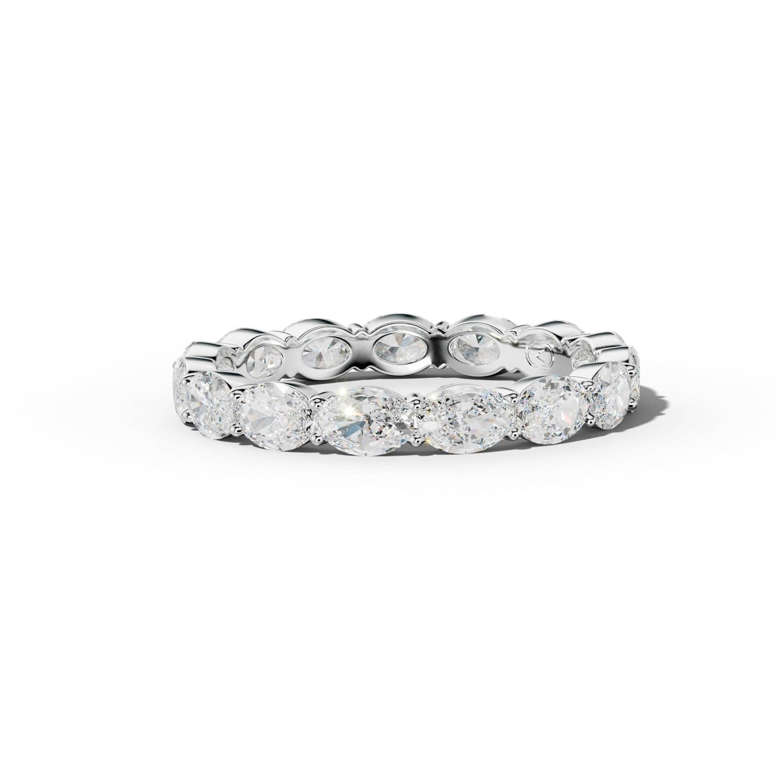 3.0 Carat East West Oval Diamond Eternity Band Shared Prong Low-Set Design