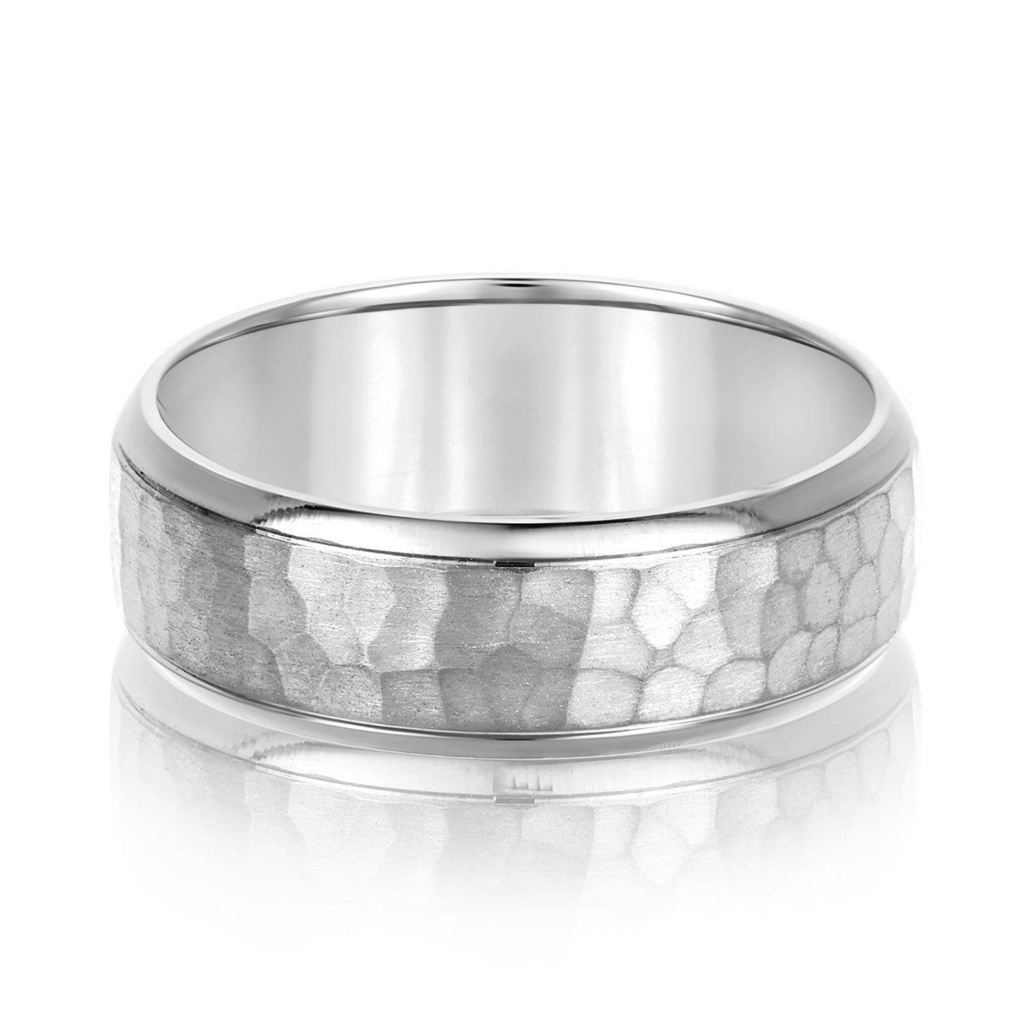 Men’s Hammered Domed Bevered Wedding Band