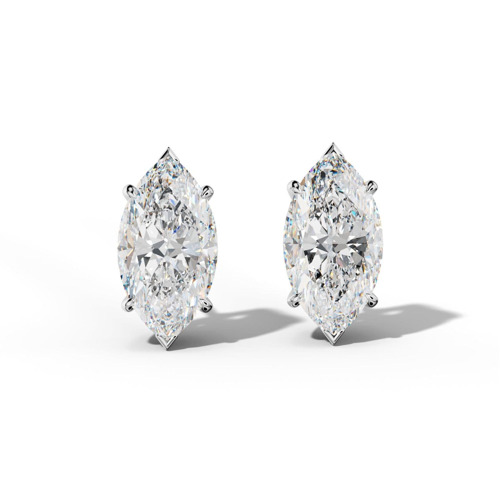 Marquise Diamond Stud Earrings With Four Claw And V Prongs