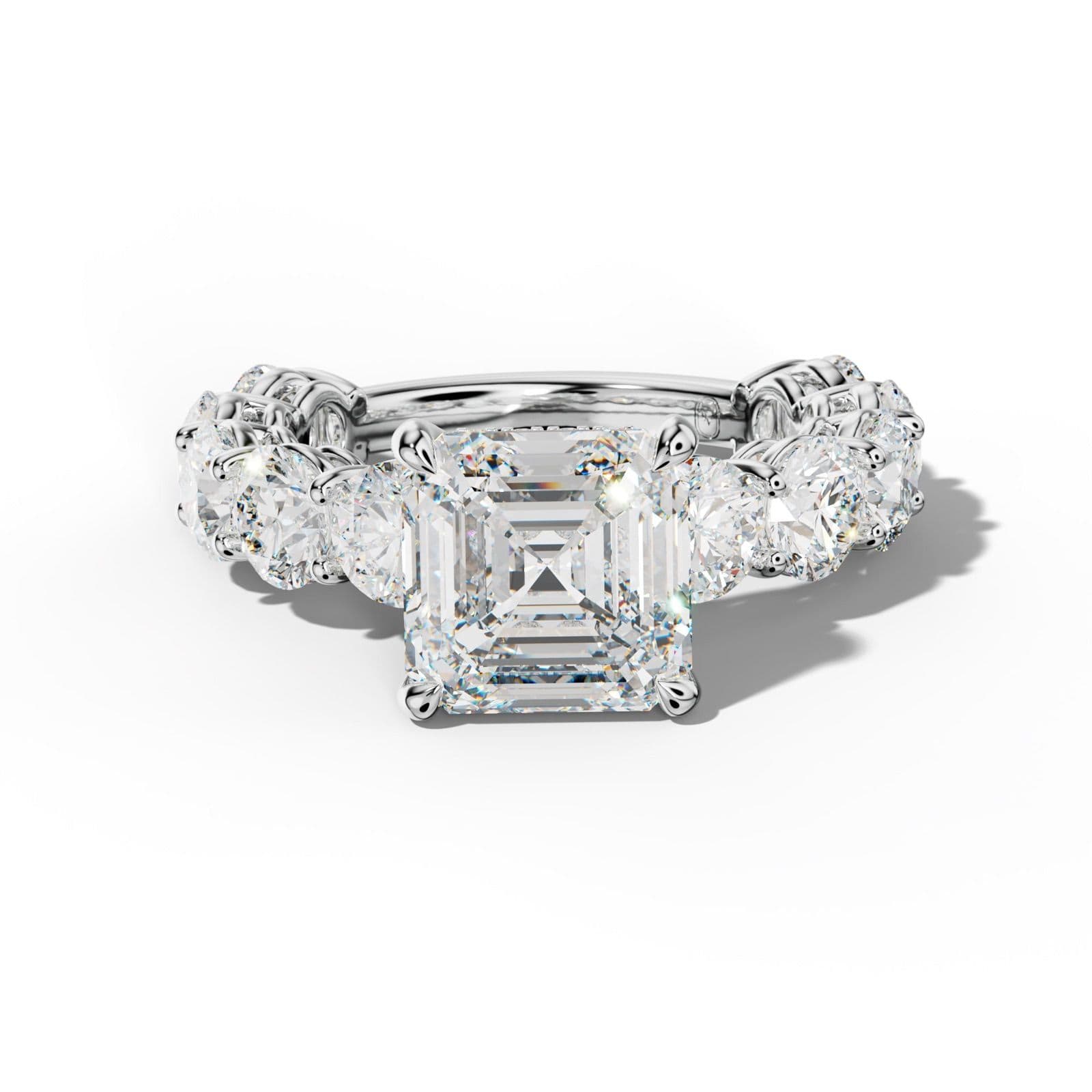 Johanna Asscher Diamond Engagement Ring With Round Side Stones