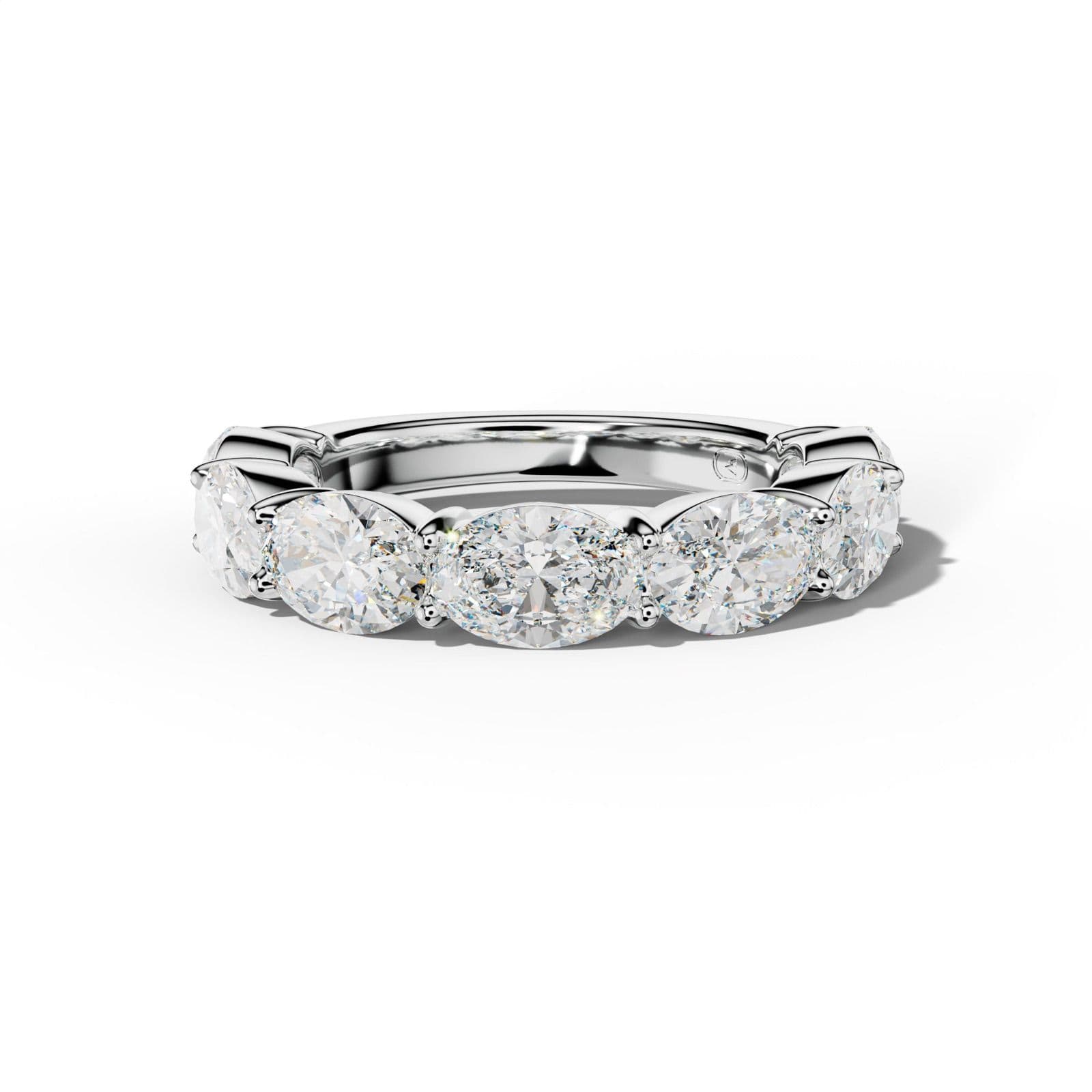 5.0 Carat East West Oval Diamond 3/4 Anniversary Band Shared Prong Low-Set Design