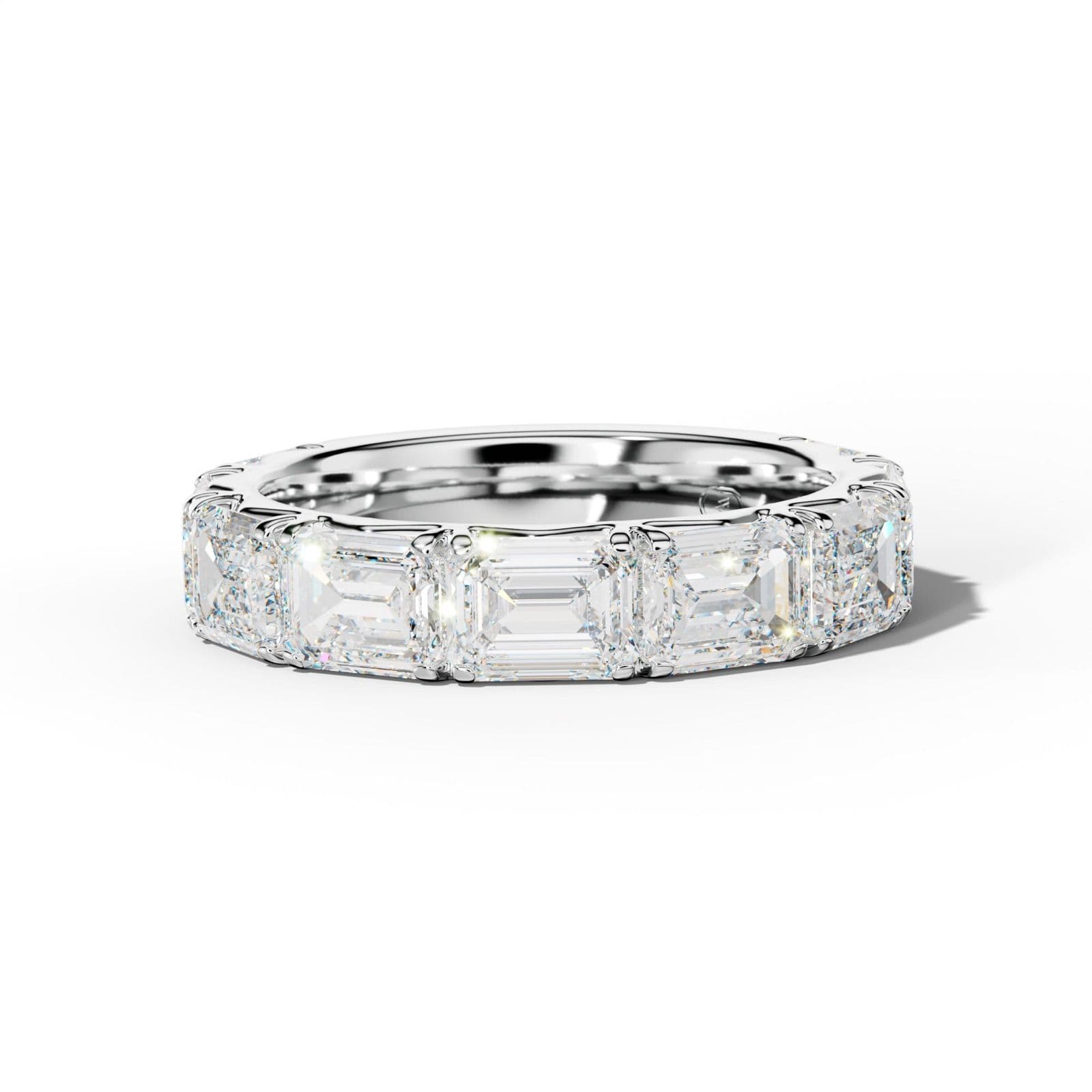 6.0 Carat East West Emerald Cut Diamond French Pave 3/4 Anniversary Band