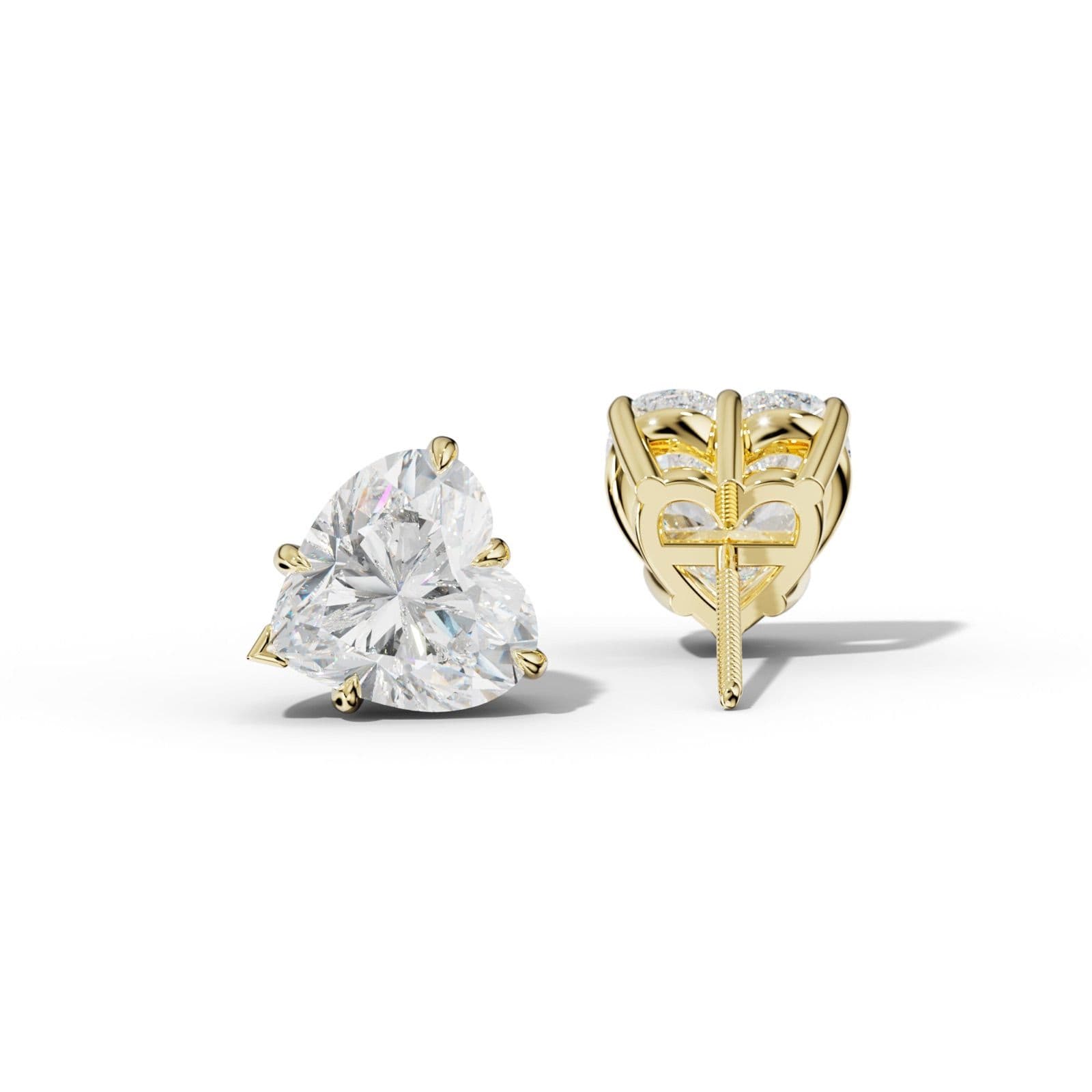 Heart Diamond Stud Earrings With V Prong Setting