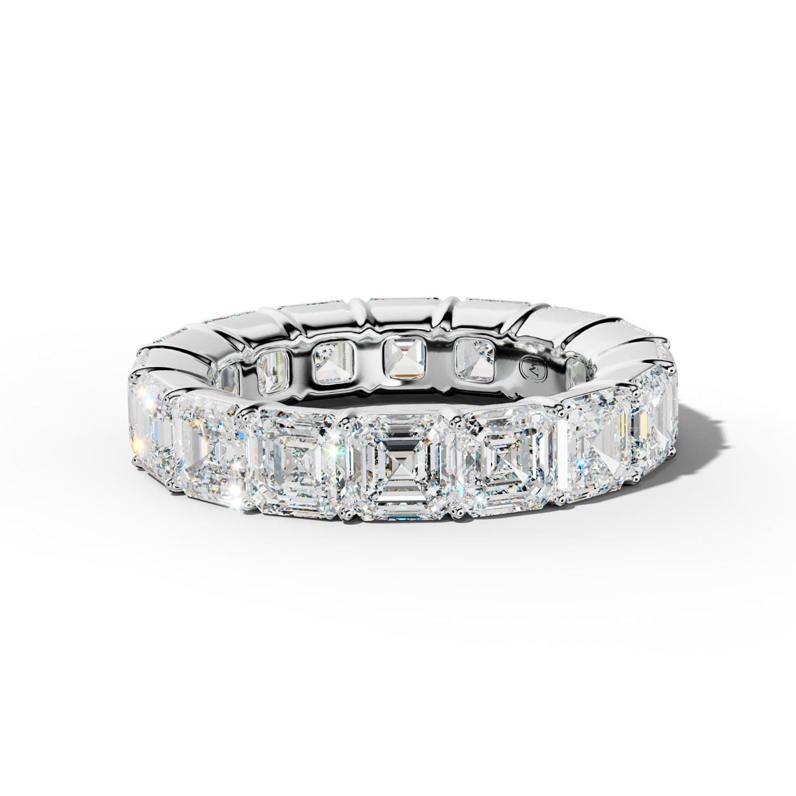 9.0 Carat Asscher Diamond Eternity Band Shared Prong Low-Set Design