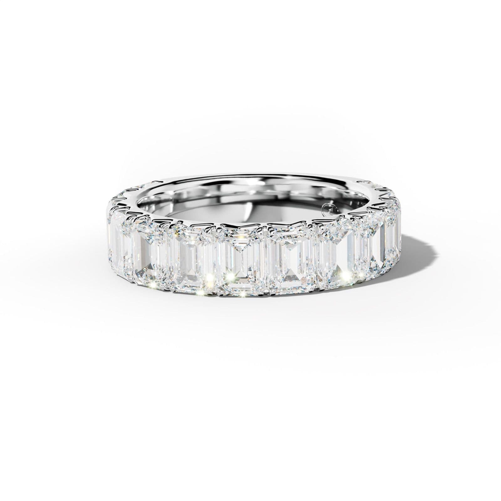 6.0 Carat Emerald Cut Diamond French Pave 3/4 Anniversary Band