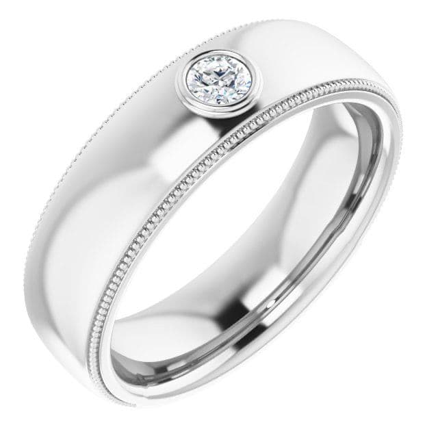 Bezel Set Diamond Men's Ring With Milgrain Accent