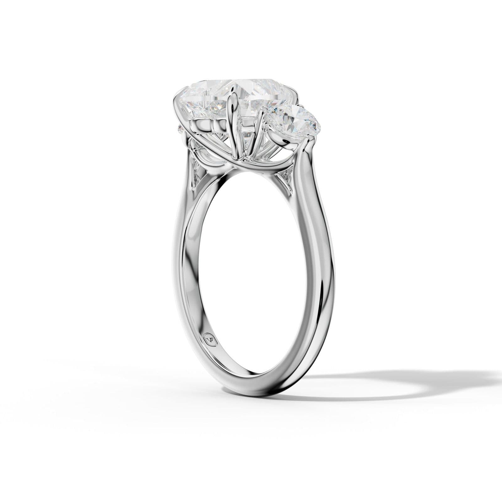 Elsa Heart Center Round Side Diamond Engagement Ring