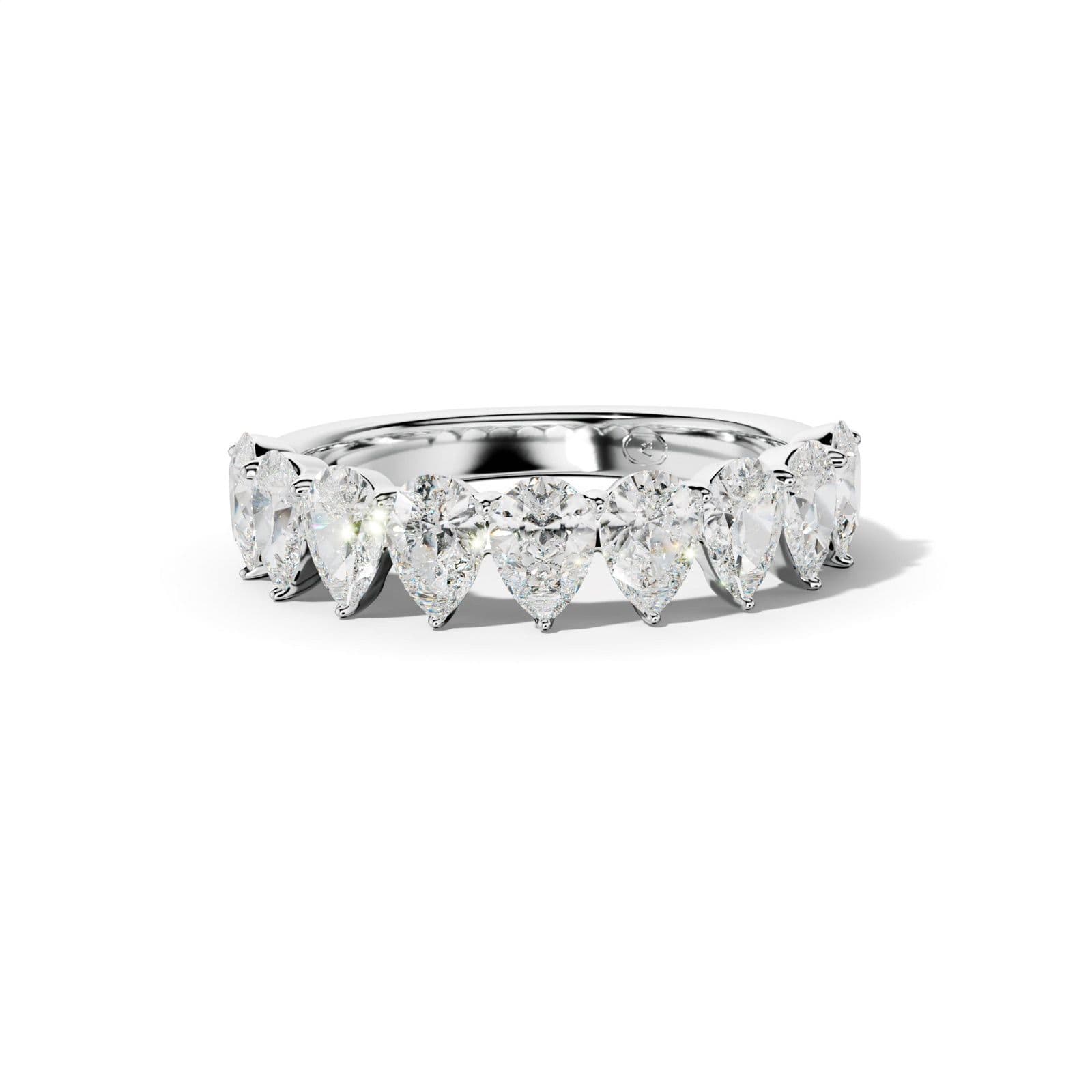 2.0 Carat Pear Shape Diamond Half Anniversary Band Shared Prong Low-Set Design