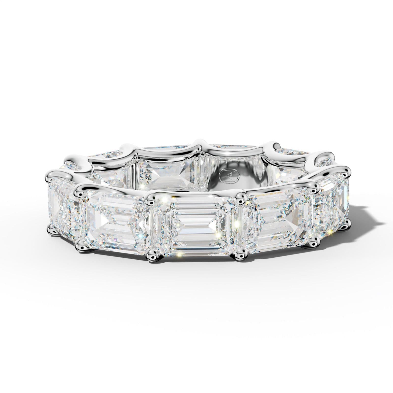 8.0 Carat East West Emerald Diamond Eternity Band U Prong