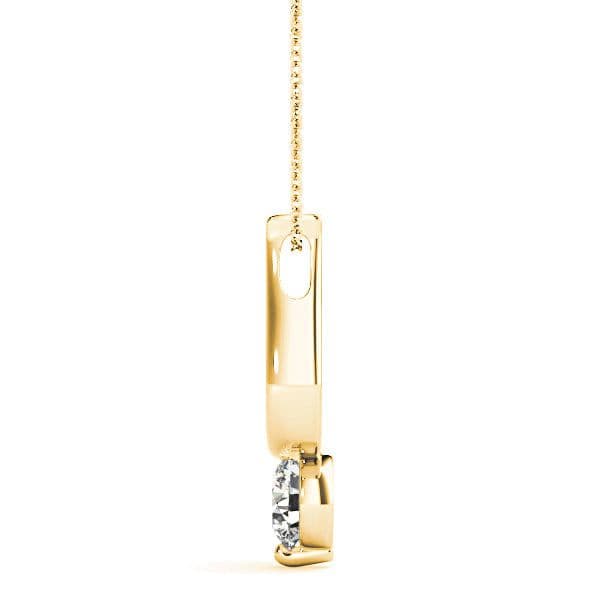 Single Prong Round Diamond Solitaire Necklace Pendant-VIRABYANI