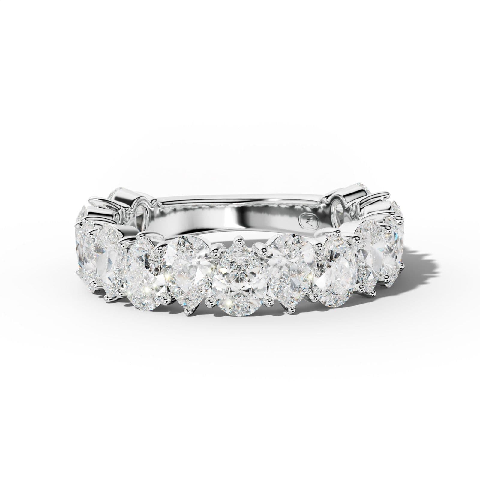 4.0 Carat Pear Shape Diamond 3/4 Anniversary Band Shared Prong Low-Set Design
