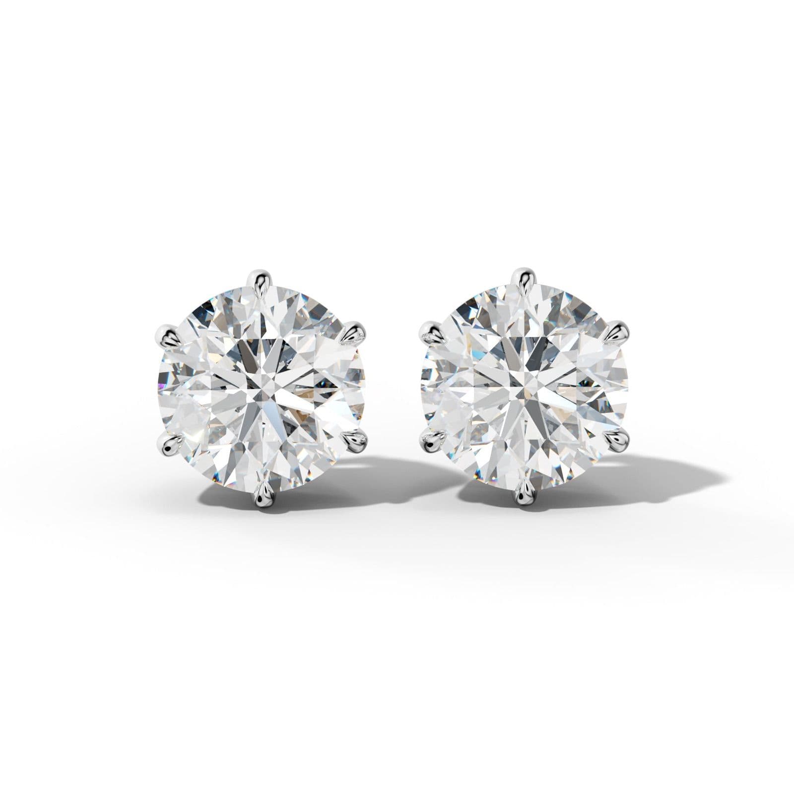 Round Diamond Stud Earrings With Six Prongs