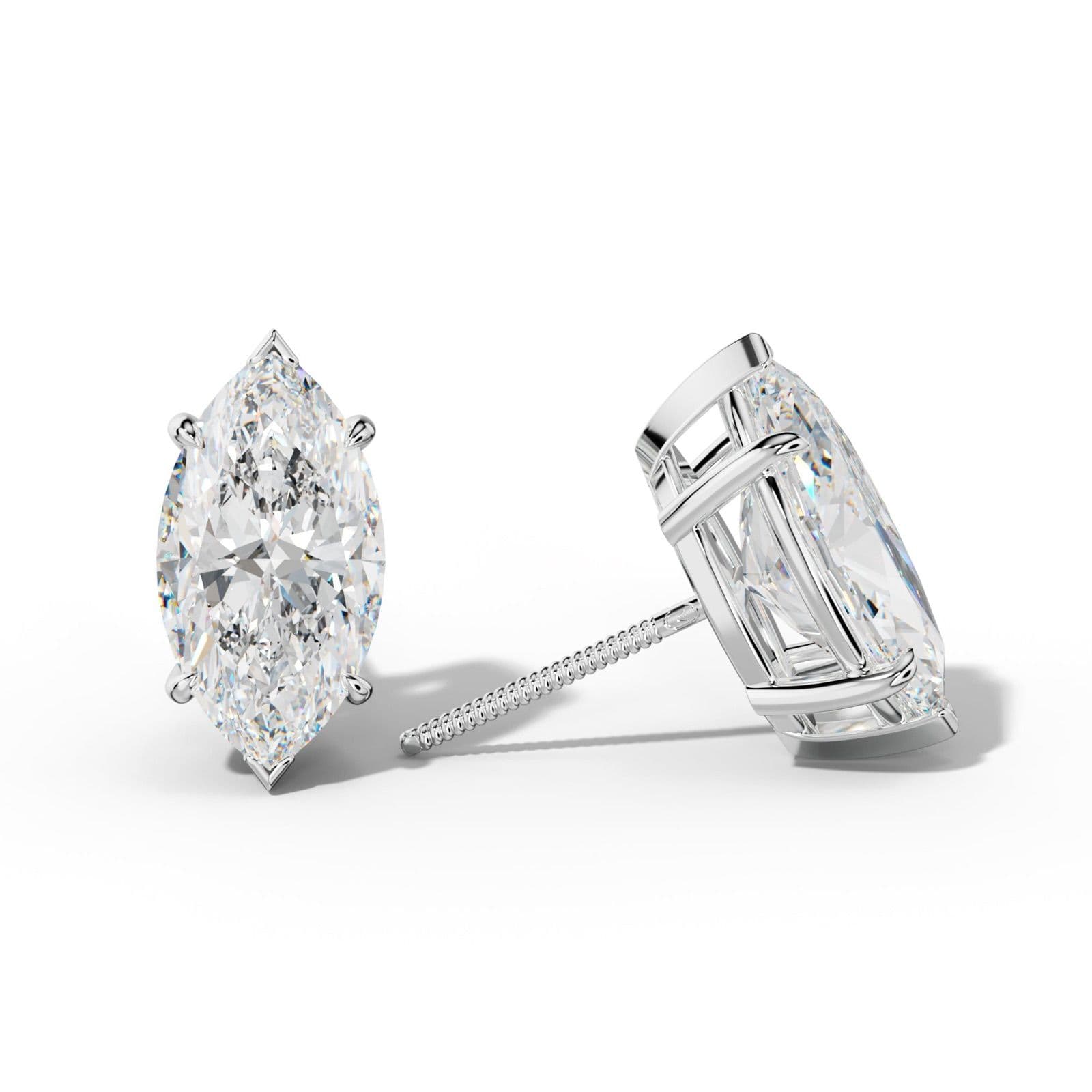 Marquise Diamond Stud Earrings With V Prong Setting