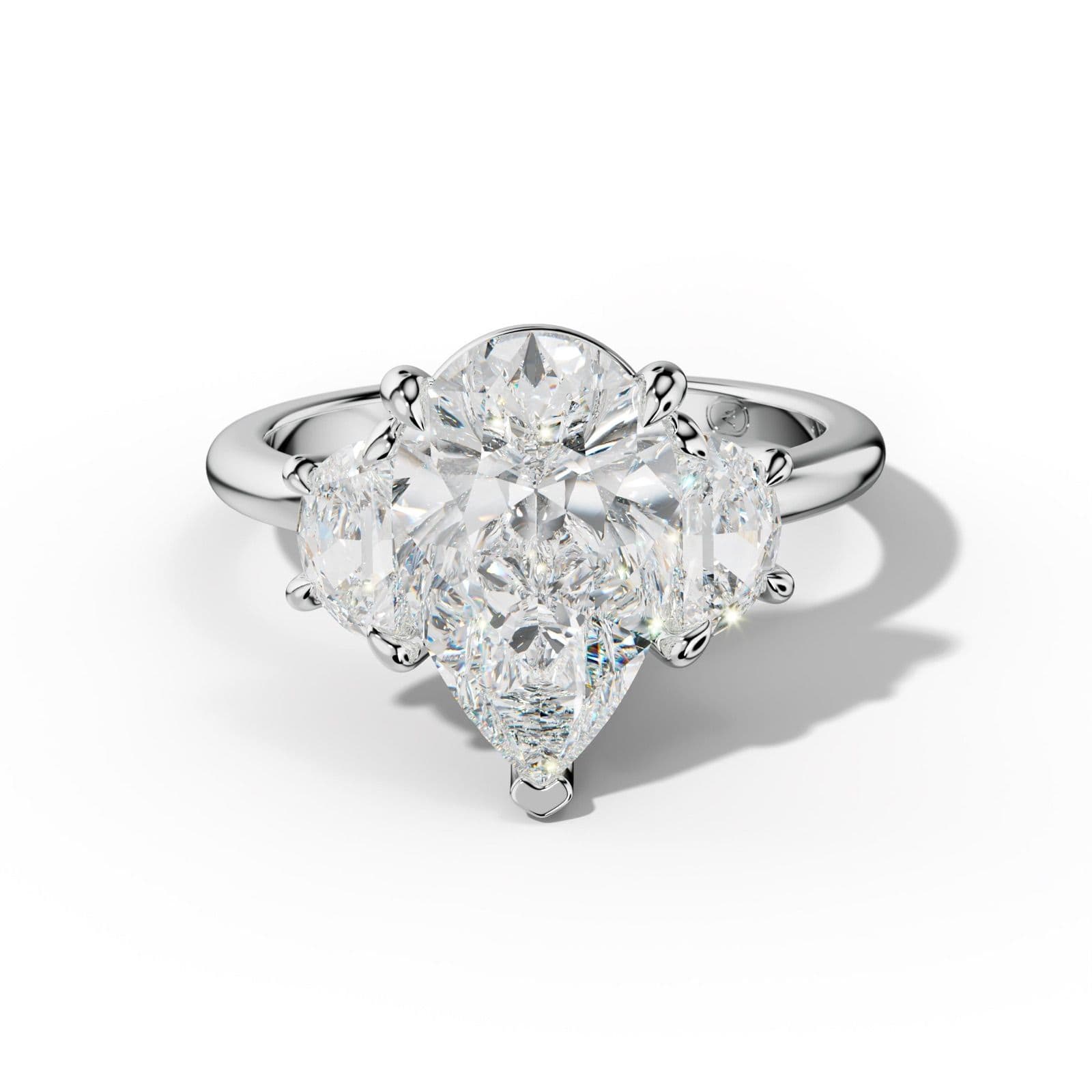 Itzel Pear Shape With Half Moon Side Diamond Engagement Ring