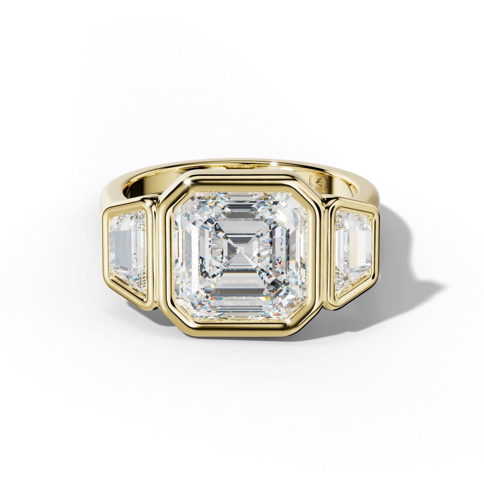Cleo Asscher Center With Trapezoid Side Diamond Engagement Ring