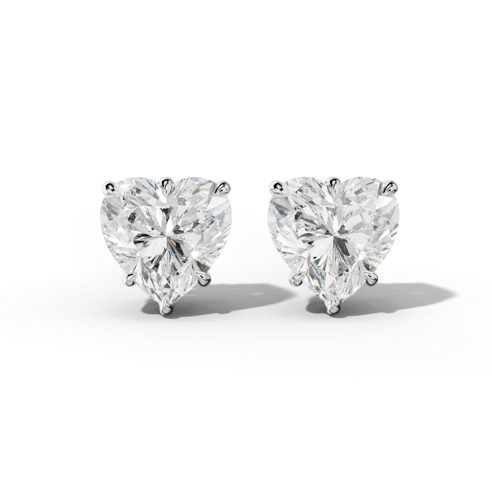 Heart Diamond Stud Earrings With Six Prongs