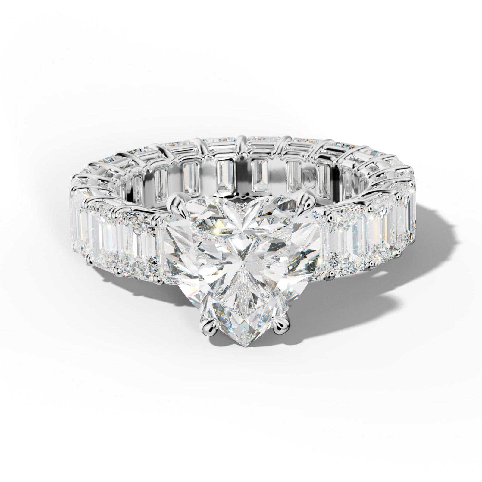 Jazmine Heart Diamond Engagement Ring With Emerald Cut Side Stones