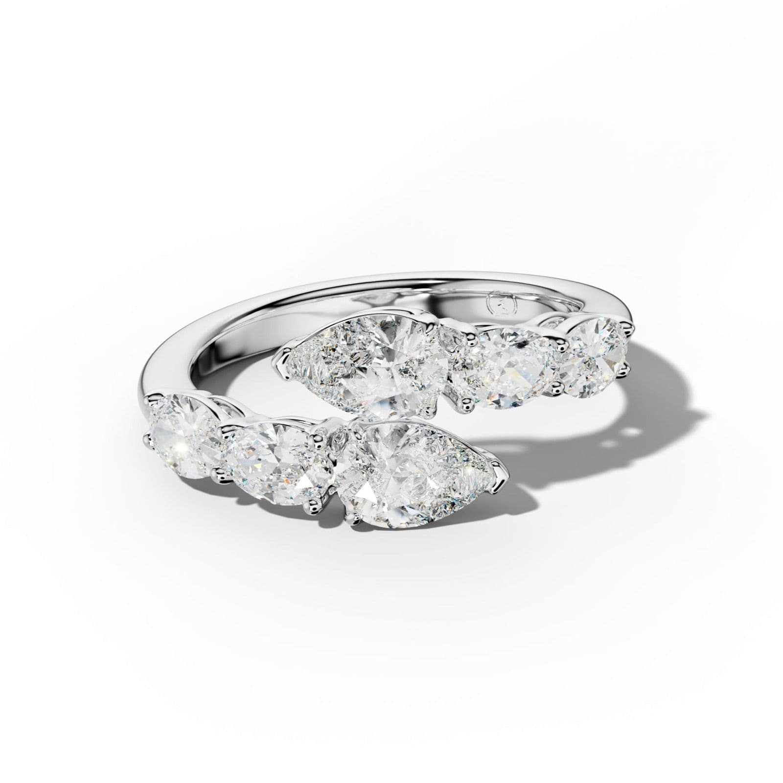 2.0 ct Oval and Pear Shape Diamond Open Wedding Band