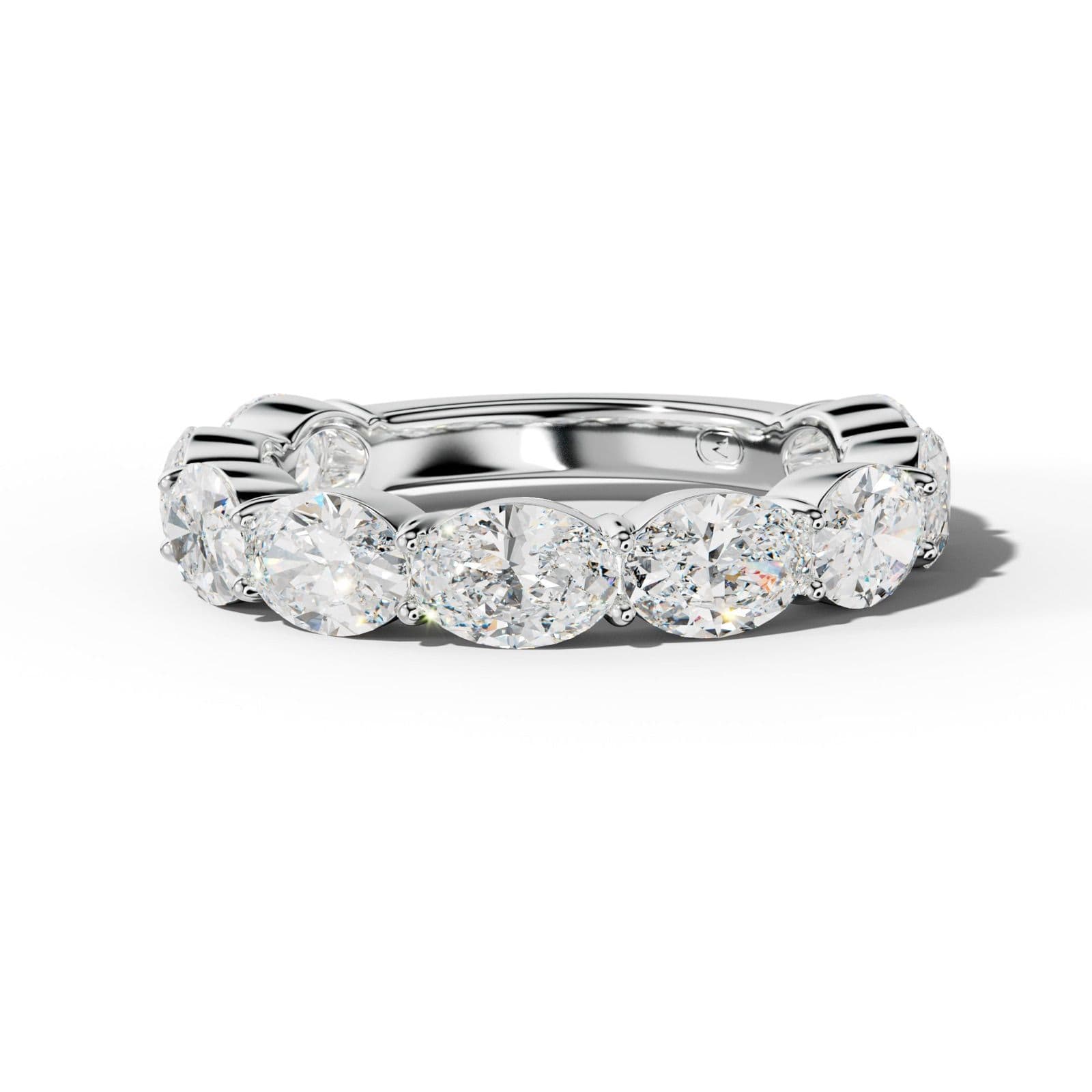 4.0 Carat East West Oval Diamond 3/4 Anniversary Band Shared Prong Low-Set Design
