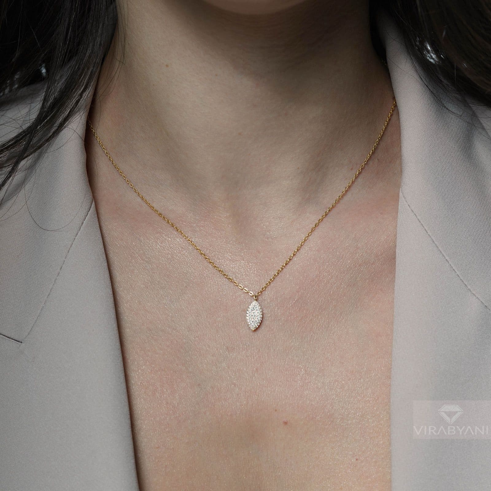 Double Sided Diamond & Sapphire Marquise Shaped AMoré Pavé Necklace