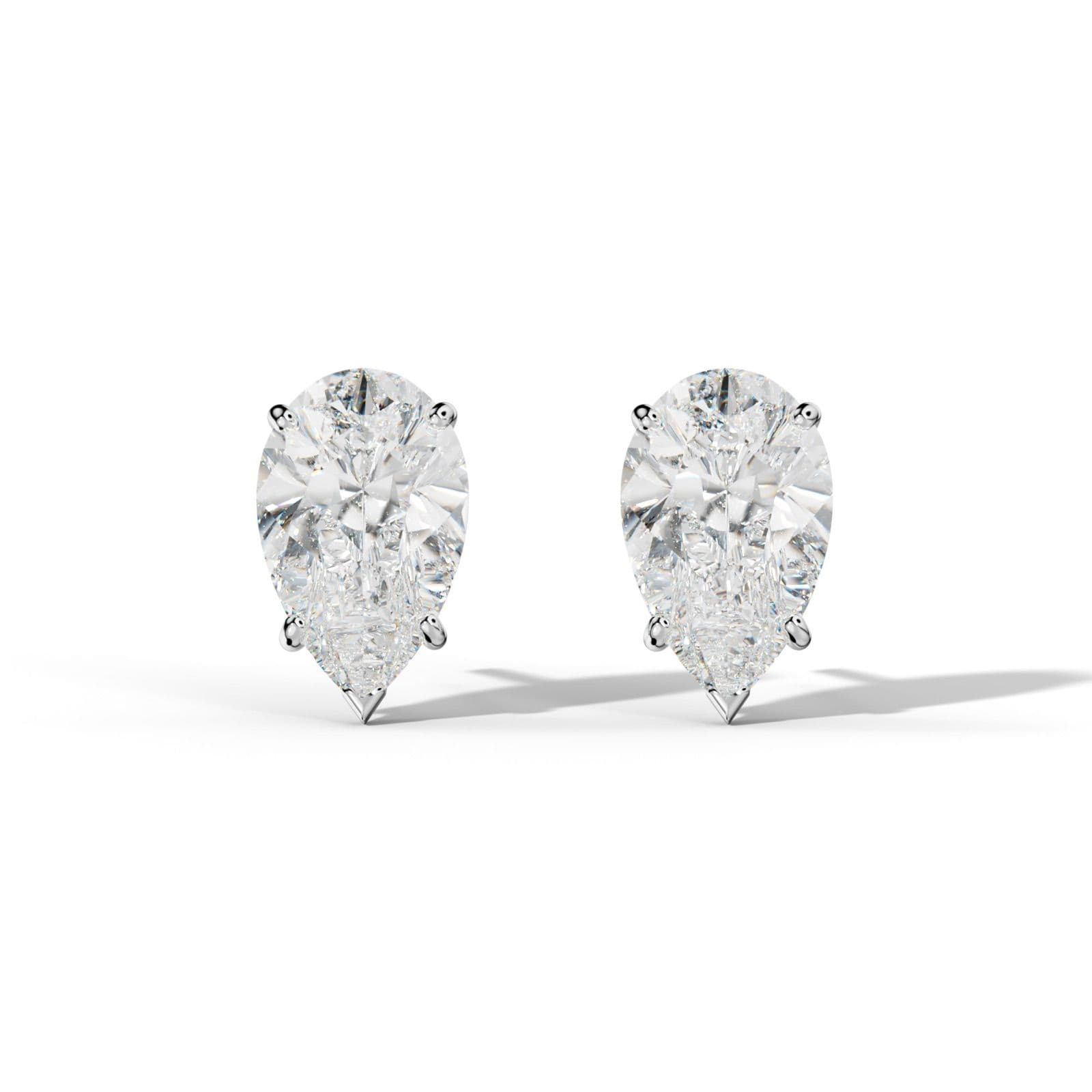 Pear Shape Diamond Stud Earrings With Classic And V Prong Martini Settings