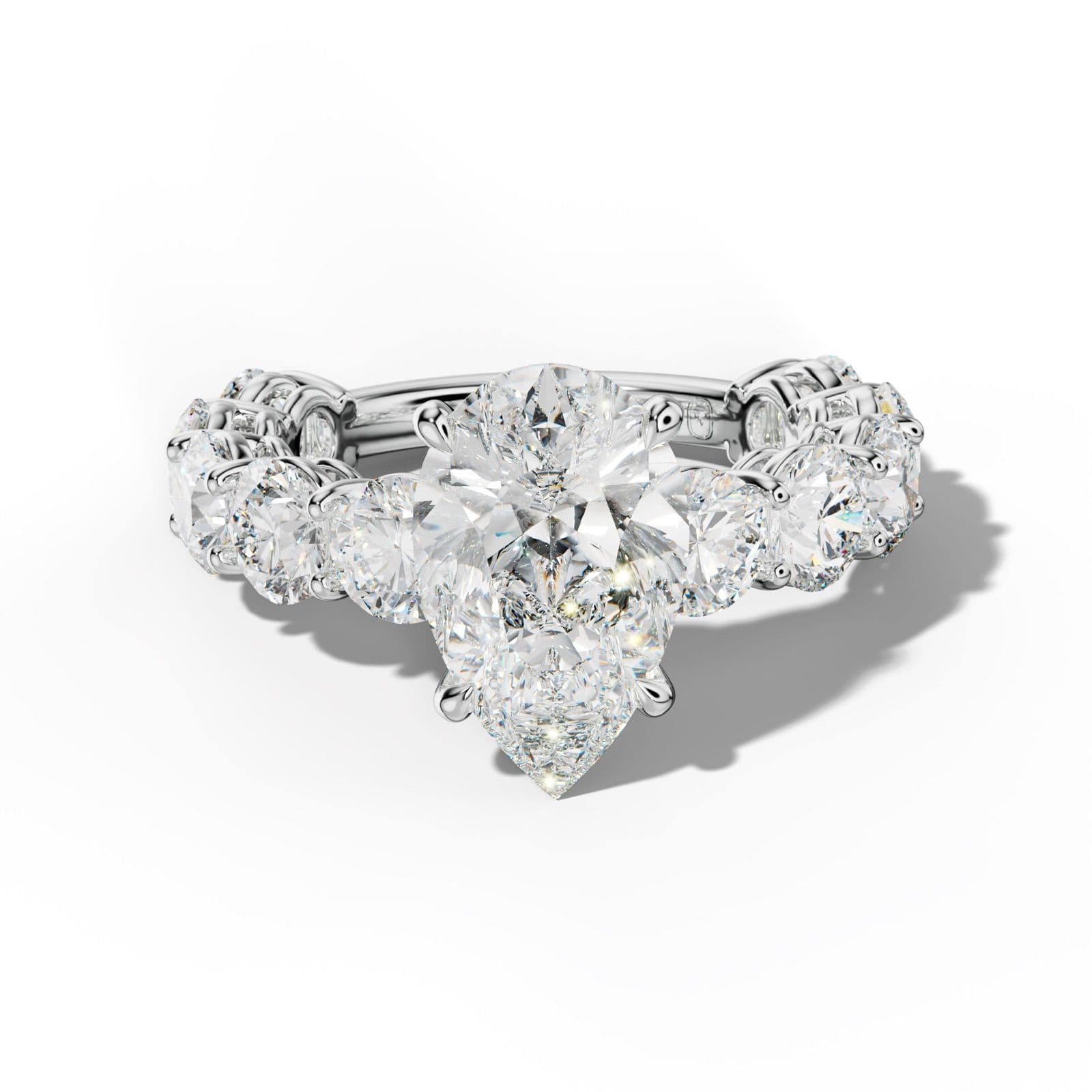 Johanna Pear Shape Diamond Engagement Ring With Round Side Stones
