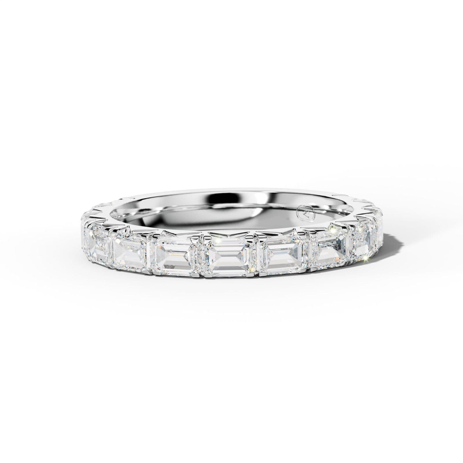 3.0 Carat East West Emerald Cut Diamond French Pave 3/4 Anniversary Band