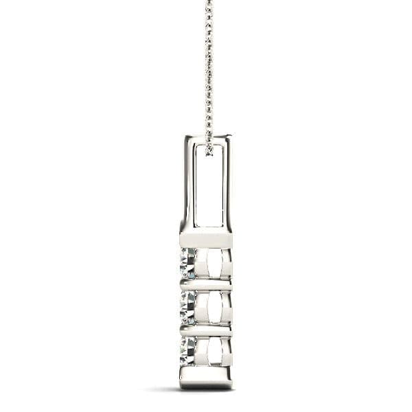 1.00 ctw Diamond Three Stone Necklace Pendant-VIRABYANI