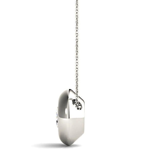Bezel Set Round Diamond Solitaire Necklace Pendant-VIRABYANI