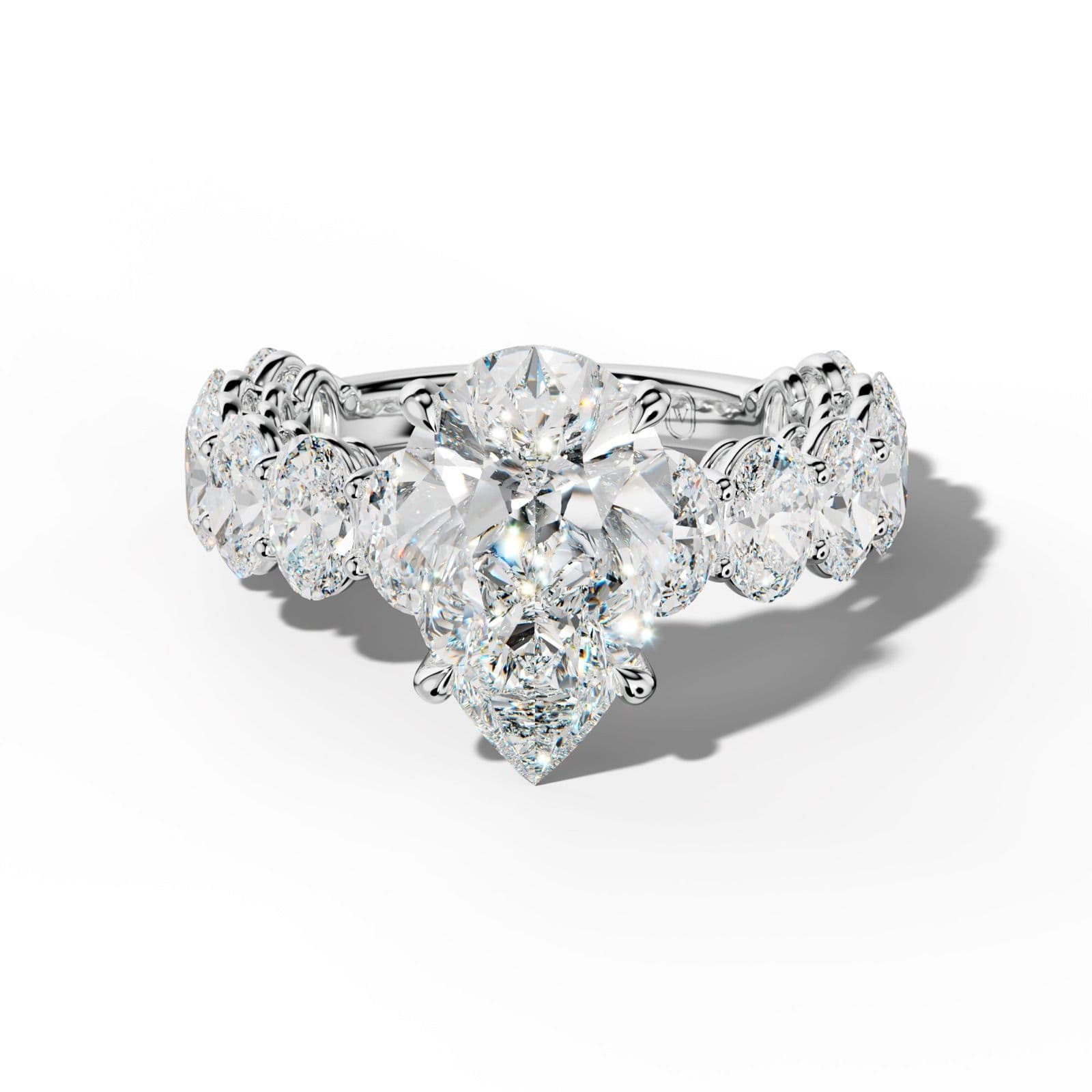 Saylor Pear Shape Engagement Ring With Oval Side Stones
