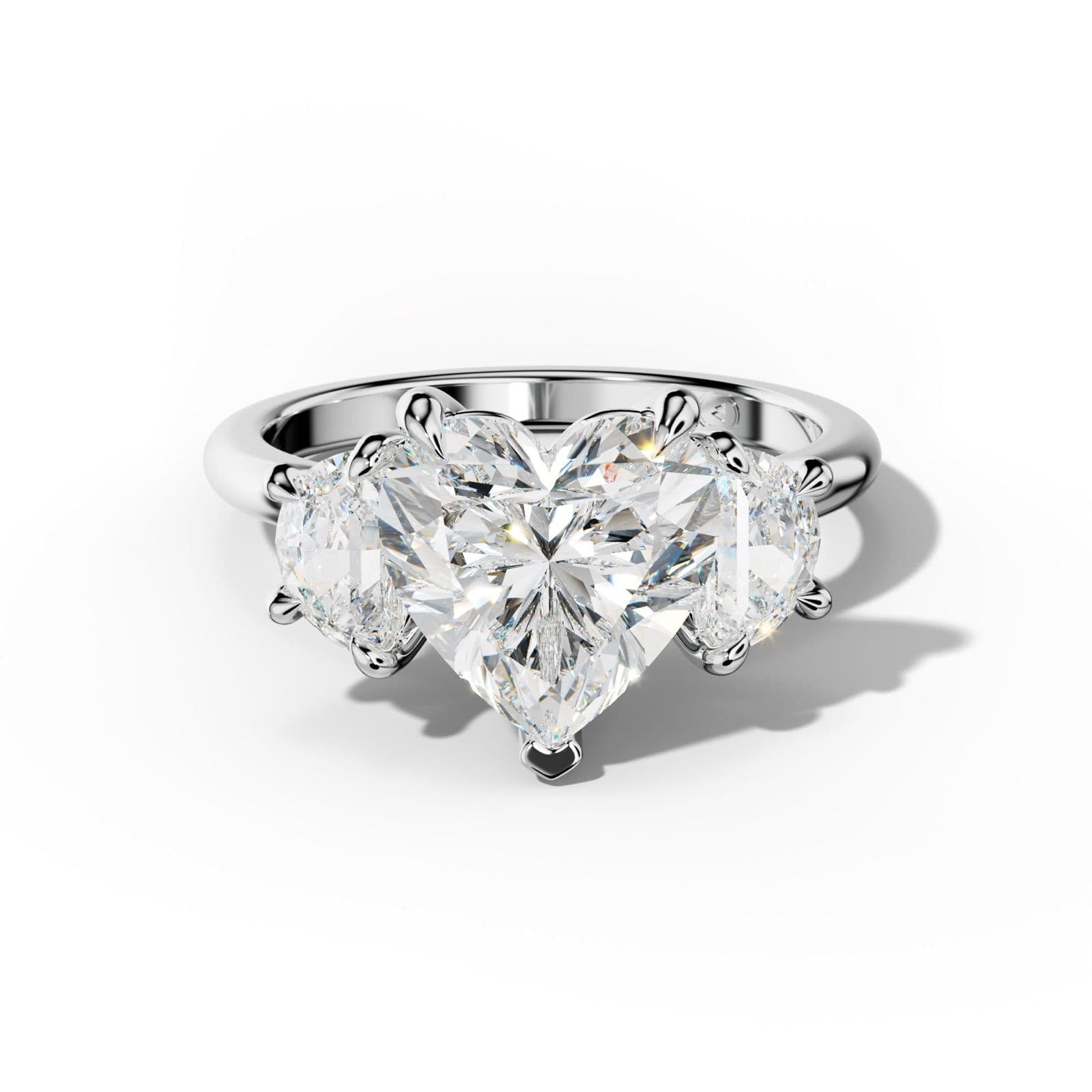 Itzel Heart Center Half Moon Side Diamond Engagement Ring