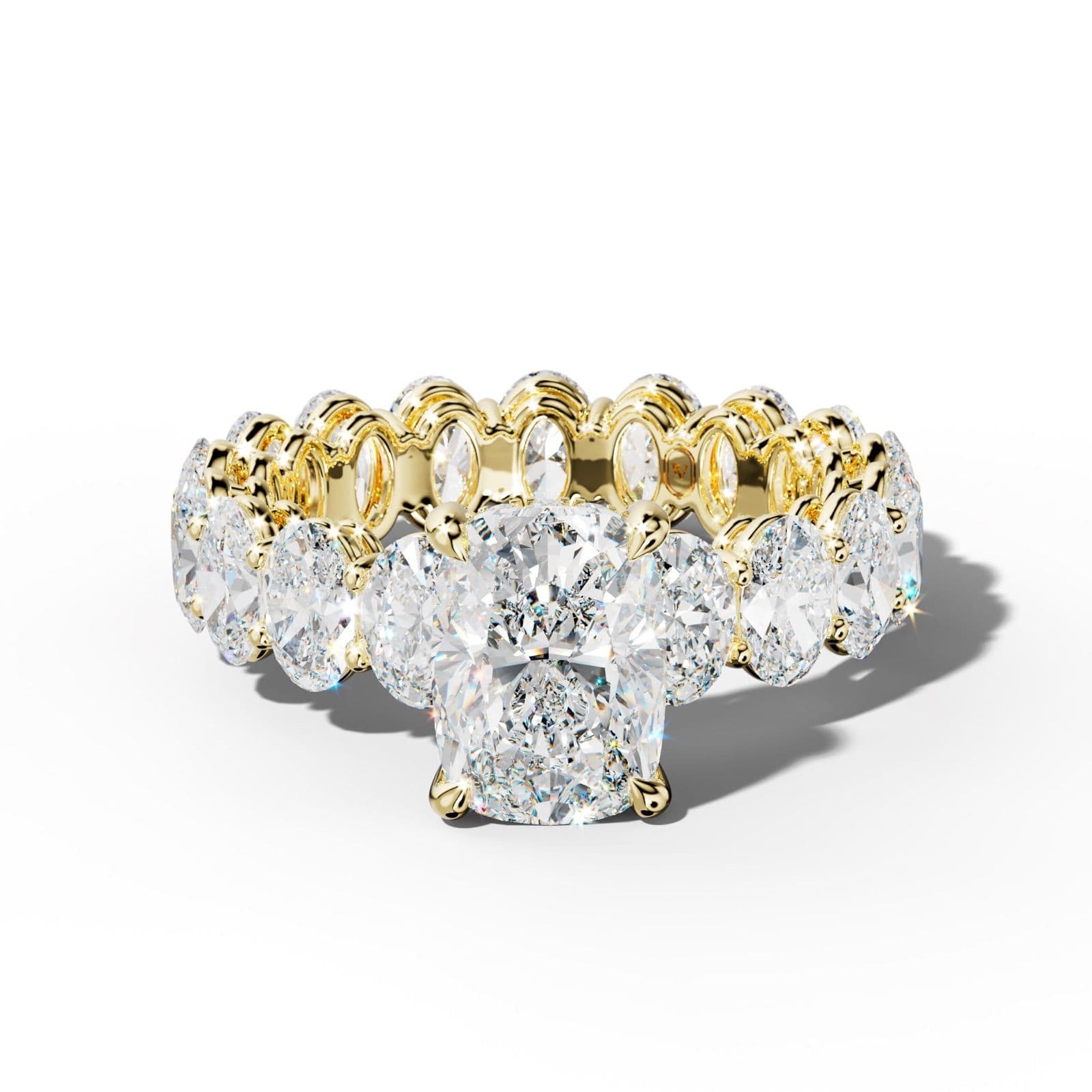 Amoura Elongated Cushion Diamond Engagement Ring With Oval Side Stones