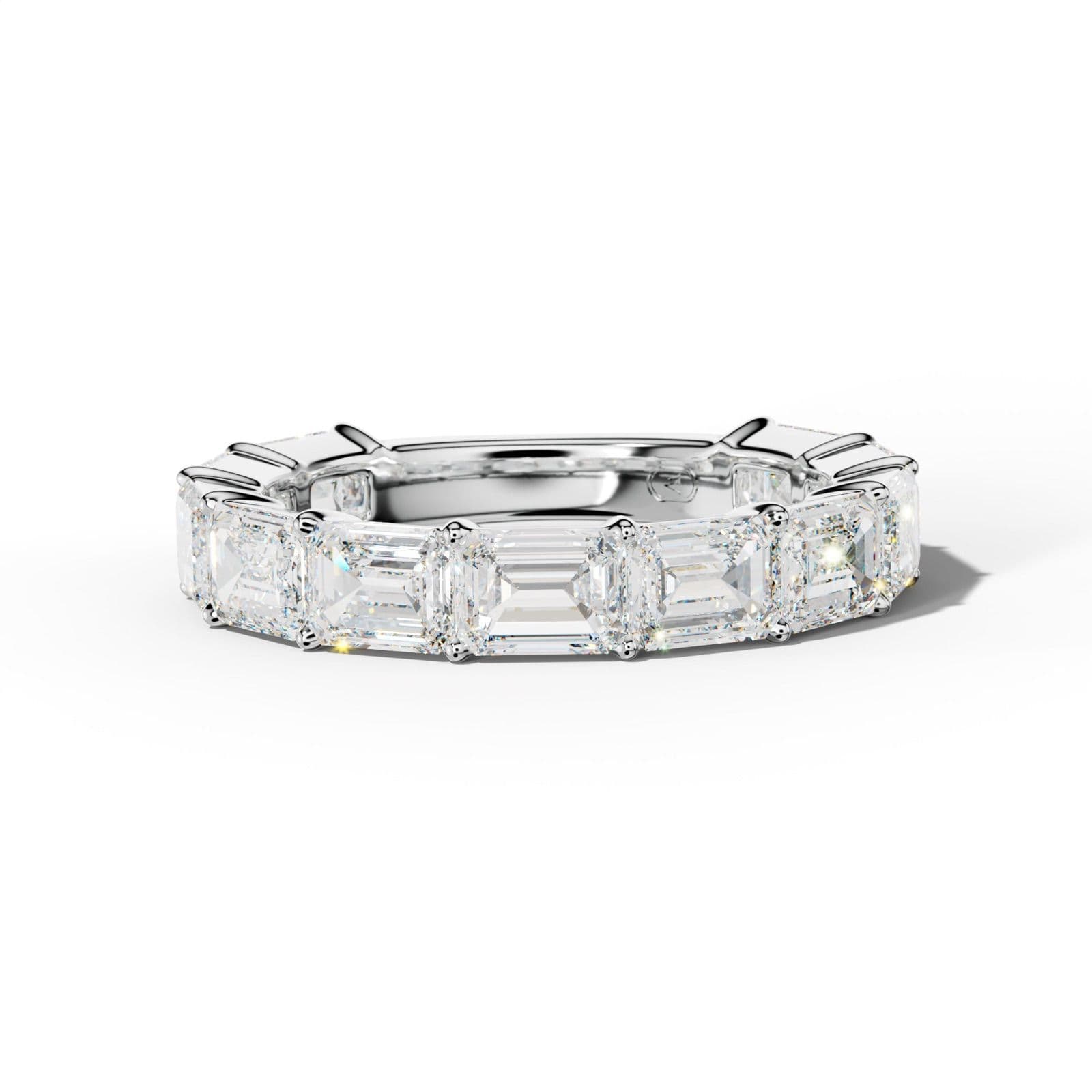 5.0 Carat East West Emerald Cut Diamond 3/4 Anniversary Band Shared Prong Low-Set Design Low-Set Design