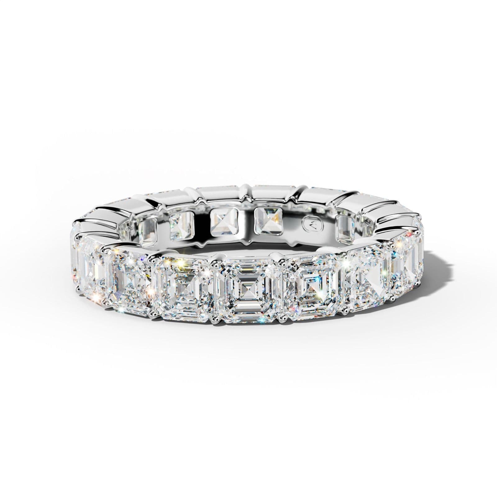 7.0 Carat Asscher Diamond Eternity Band Shared Prong Low-Set Design