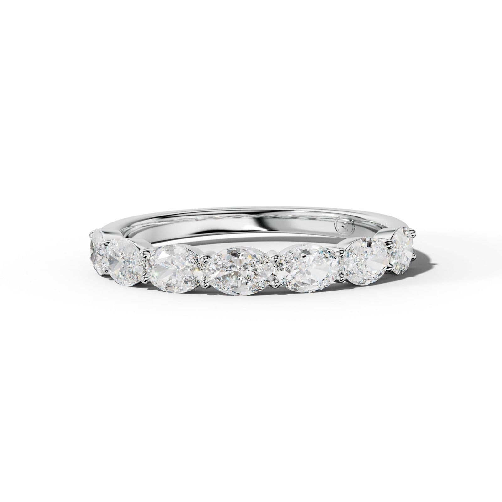 1.0 Carat East West Oval Diamond Half Anniversary Band Shared Prong Low-Set Design