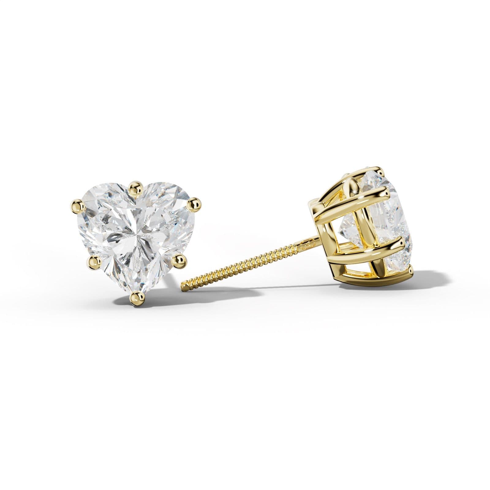 Heart Diamond Stud Earrings With Classic Six Prongs