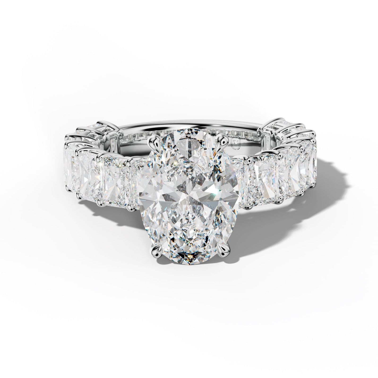 Naomi Oval Diamond Engagement Ring With Radiant Side Stones